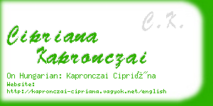 cipriana kapronczai business card